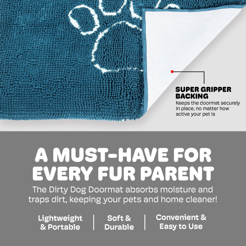 Dog Gone Smart Dirty Dog Doormat - Fast Drying Rug with Super Gripper Backing for Clean Floors - Super Absorbent and Machine Washable Mat for Muddy Paws - Pacific Blue - Image 5